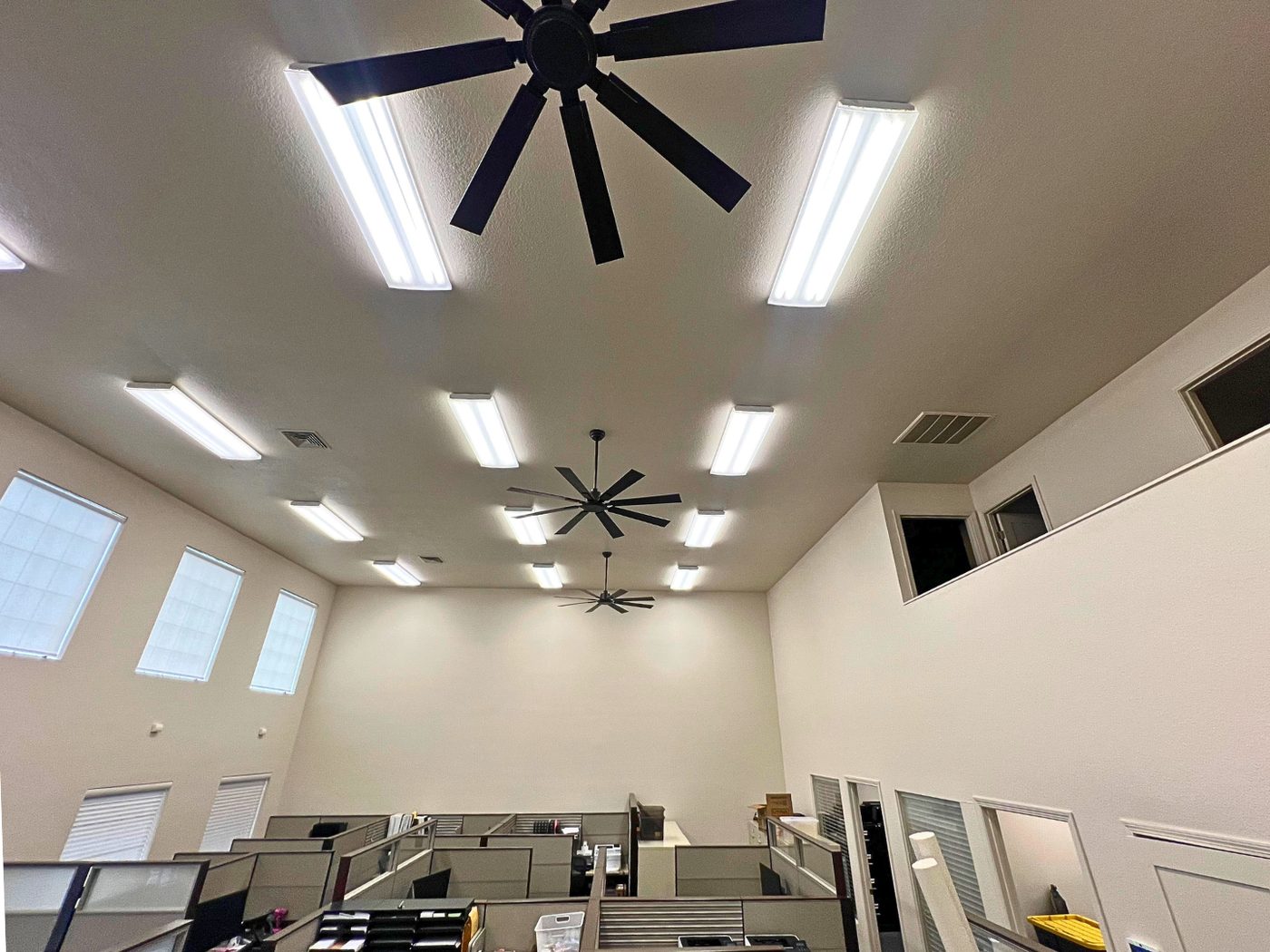 Commercial office renovation — high ceilings and lighting — Stoneridge Projects